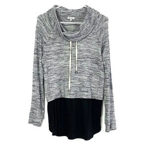 Splendid Brushed Triblend Poorboy Funnel Neck Top Womens Size Small Neutral Gray